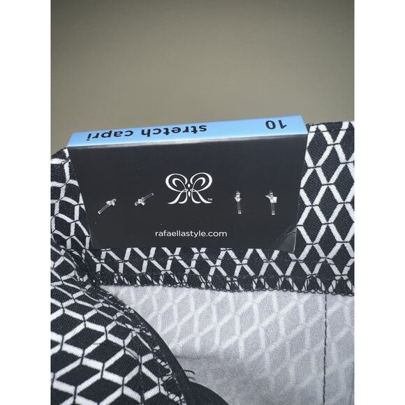 Rafaella Stretch Capri Women’s Size 10 Black And White Diamond Pattern W/Pockets - Picture 3 of 5